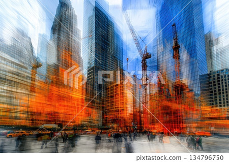 Urban Construction Scene with Multiple Exposure Effect and Blending Techniques in Cityscape Urban Construction Scene with Multiple Exposure Effect and Blending Techniques in Cityscape 134796750