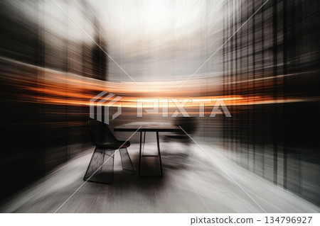 Modern Office Meeting Room in Motion with Abstract Chaos and Dynamic Lighting Modern Office Meeting Room in Motion with Abstract Chaos and Dynamic Lighting 134796927