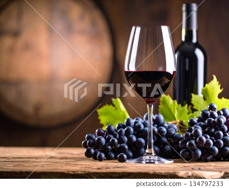 Red wine, wine glasses, winery 134797233