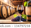 Red wine, wine glasses, winery 134797238