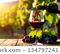 Red wine, wine glasses, vineyard 134797241