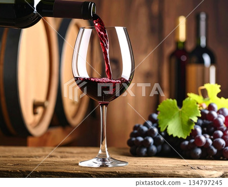 Red wine, wine glasses, winery Red wine, wine glasses, winery 134797245