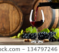Red wine, wine glasses, winery 134797246