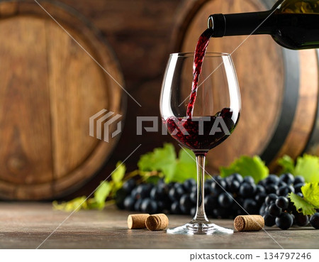 紅酒、酒杯、酒莊 134797246
