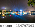 Light Show at Turtle Tower, Hoan Kiem Lake, Hanoi, Vietnam 134797393
