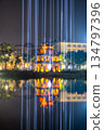 Light Show at Turtle Tower, Hoan Kiem Lake, Hanoi, Vietnam 134797396