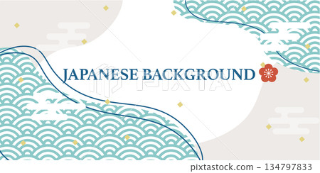 Japanese-style banner background design illustration 134797833