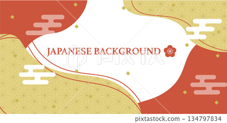 日式橫幅背景設計插圖 134797834