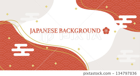 日式橫幅背景設計插圖 134797836
