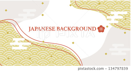 日式橫幅背景設計插圖 134797839