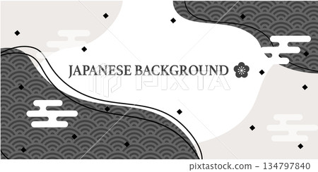 日式橫幅背景設計插圖 134797840