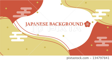 Japanese-style banner background design illustration 134797841