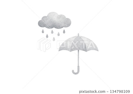Simple illustration of rain and umbrella 134798109