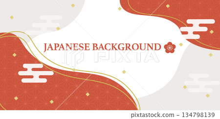 Japanese-style banner background design illustration 134798139
