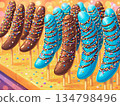 Illustration of a row of colorful chocolate bananas 134798496