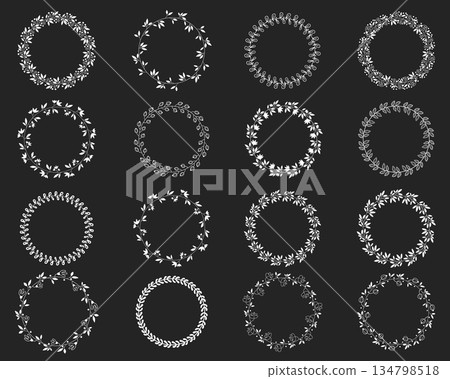 Vector set of round wreaths in white color with flower and leaf elements Vector set of round wreaths in white color with flower and leaf elements 134798518