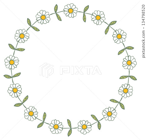 Round vector daisy wreath Round vector daisy wreath 134798520