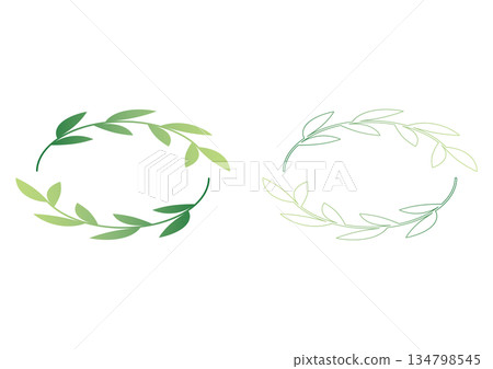 Elegant oval frame with a plant vine motif, natural hand-drawn leaf lines, and organic ornaments Elegant oval frame with a plant vine motif, natural hand-drawn leaf lines, and organic ornaments 134798545