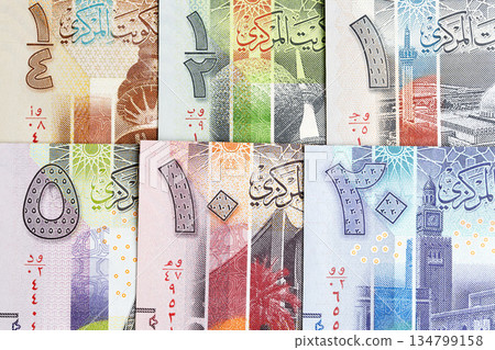 Kuwaiti dinar a closeup business background 134799158