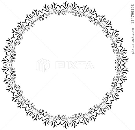 Round ornamental vector frame, romantic wedding border silhouette Round ornamental vector frame, romantic wedding border silhouette 134799198