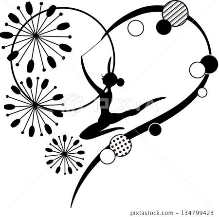 Rhythmic gymnastics silhouette illustration 134799423