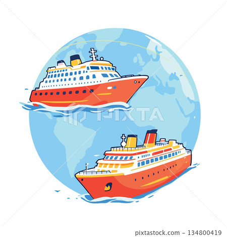 Vsai cruise ships traveling the world, concept for global tourism Vsai cruise ships traveling the world, concept for global tourism 134800419
