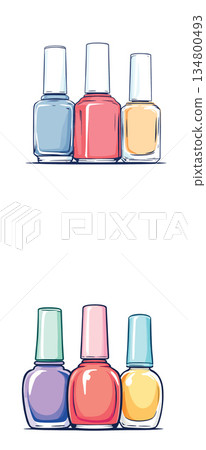 Vsai colorful nail polish bottles illustrating beauty and manicure supplies 134800493