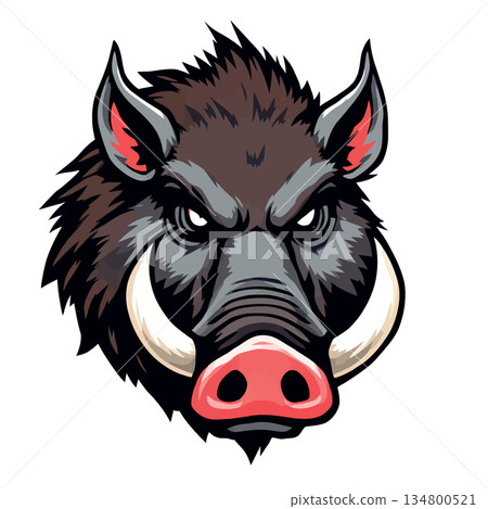 Vsai wild boar head mascot vector illustration expressing aggression 134800521