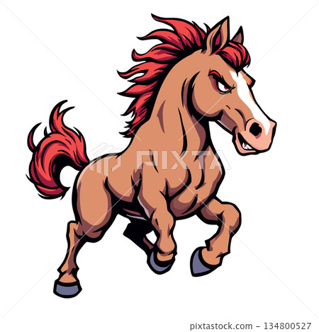 Vsai running horse cartoon mascot illustration with dynamic pose Vsai running horse cartoon mascot illustration with dynamic pose 134800527