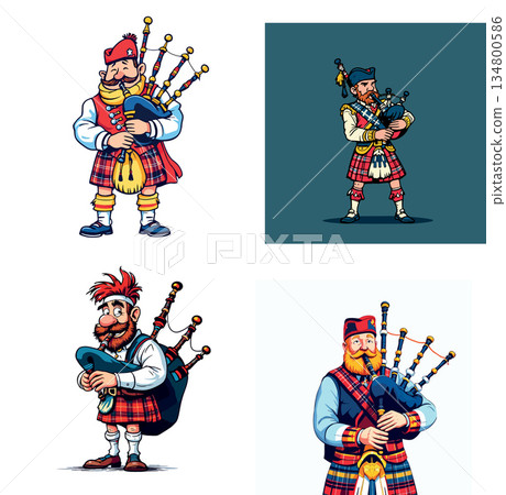 Vsai scottish bagpiper playing traditional celtic music Vsai scottish bagpiper playing traditional celtic music 134800586