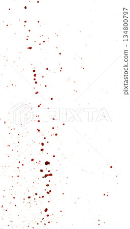 Photograph capturing a dramatic blood drops splashing on a clean white background. The red liquid forms organic droplets and abstract shapes. Ideal for horror, medical, or artistic use. Photograph capturing a dramatic blood drops splashing on a clean white background. The red liquid forms organic droplets and abstract shapes. Ideal for horror, medical, or artistic use. 134800797