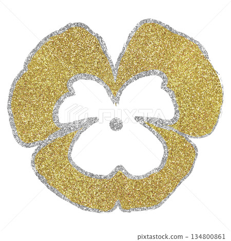 Illustration material hand-drawn flower silver gold Illustration material hand-drawn flower silver gold 134800861