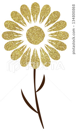 插圖素材 手繪花卉 金 插圖素材 手繪花卉 金 134800868