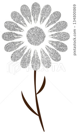 Illustration material: Hand-drawn flowers, silver Illustration material: Hand-drawn flowers, silver 134800869