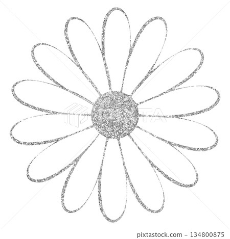 Illustration material: Hand-drawn flowers, silver 134800875
