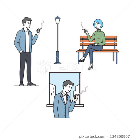 放鬆吸煙時光插圖集 放鬆吸煙時光插圖集 134800907