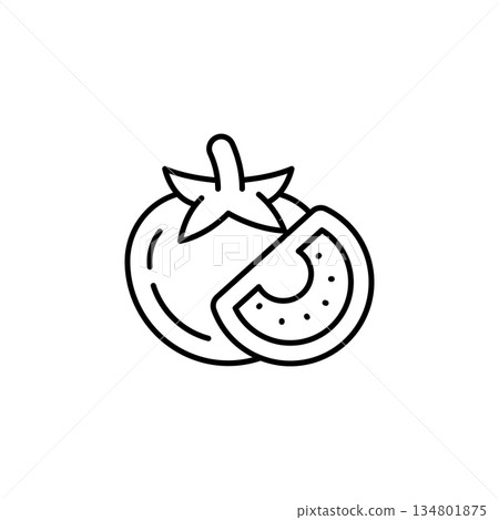 tomato vector icon. Vegetable icon line style. perfect use for logo, presentation, website, and more. modern icon design outline style tomato vector icon. Vegetable icon line style. perfect use for logo, presentation, website, and more. modern icon design outline style 134801875