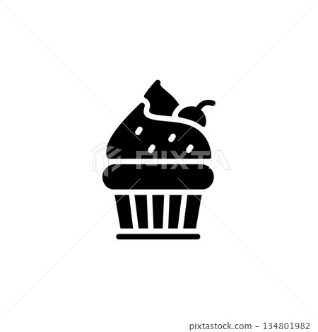 cupcake vector icon. bakery icon solid style. perfect use for logo, presentation, website, and more. simple modern icon design glyph style cupcake vector icon. bakery icon solid style. perfect use for logo, presentation, website, and more. simple modern icon design glyph style 134801982