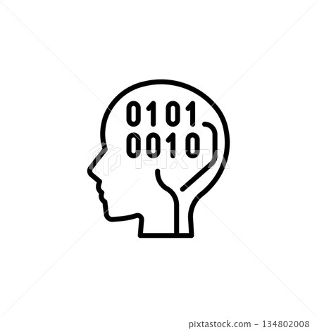 Head and code vector icon. Coding and programming icon line style. perfect use for logo, presentation, website, and more. Modern icon design outline style Head and code vector icon. Coding and programming icon line style. perfect use for logo, presentation, website, and more. Modern icon design outline style 134802008