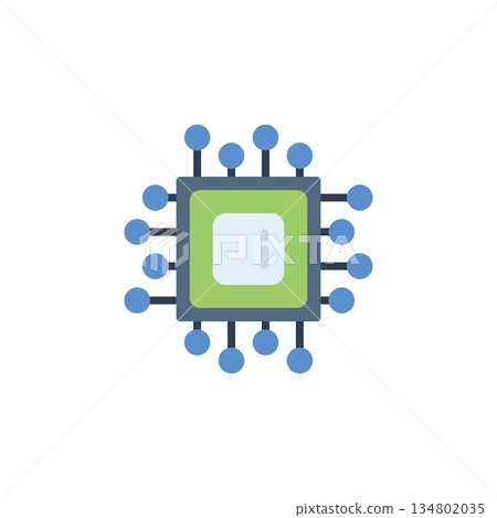 Computer Chip vector icon. Coding and programming icon flat style. perfect use for logo, presentation, website, and more. Modern icon design color style 134802035