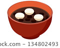 Illustration of Oshiruko | Ingredients for Zenzai, a Japanese dessert eaten during the New Year 134802493