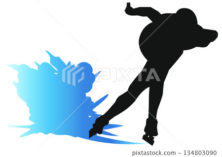 速滑運動員剪影插圖 | 冬季運動運動員在冰上滑行 速滑運動員剪影插圖 | 冬季運動運動員在冰上滑行 134803090