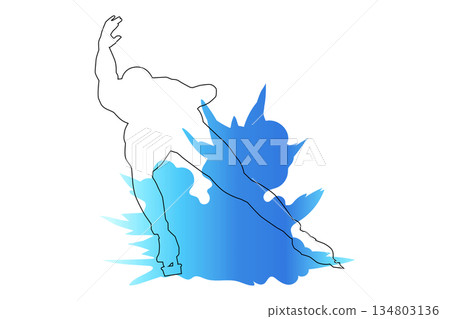 速滑線條畫剪影插圖 | 冬季運動運動員在冰上滑行 134803136