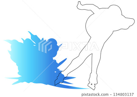 速滑線條畫剪影插圖 | 冬季運動運動員在冰上滑行 速滑線條畫剪影插圖 | 冬季運動運動員在冰上滑行 134803137