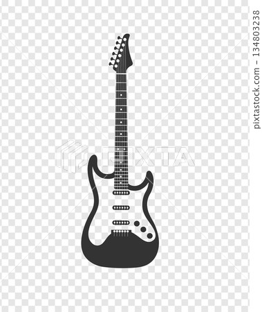 Electric guitar silhouette on transparent background. Vector illustration 134803238