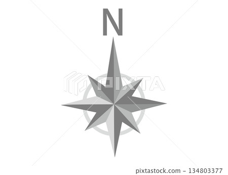 地圖上使用的簡單羅盤標記（北方符號）示意圖 134803377