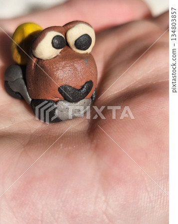 children's craft made of plasticine. plasticine figurine children's craft made of plasticine. plasticine figurine 134803857