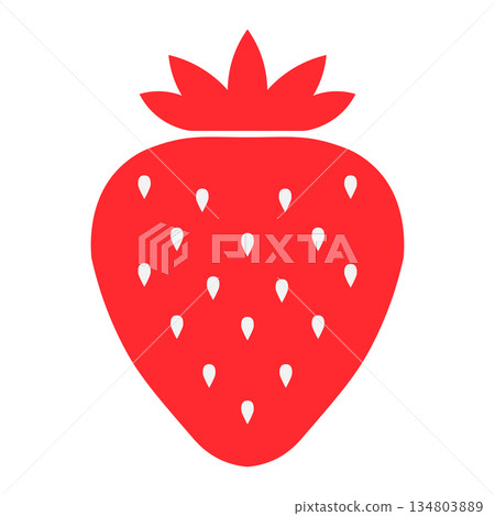 Vibrant red strawberry icon with white seeds isolated on a clean white Vibrant red strawberry icon with white seeds isolated on a clean white 134803889