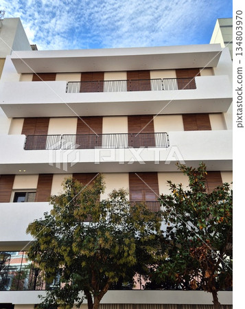 modern apartment building with balconies modern apartment building with balconies 134803970