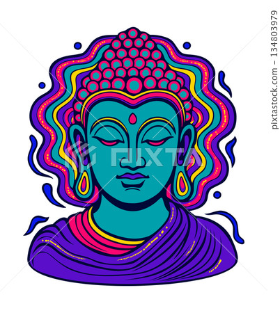 Buddha. Vibrant psychedelic vector isolated illustration Buddha. Vibrant psychedelic vector isolated illustration 134803979